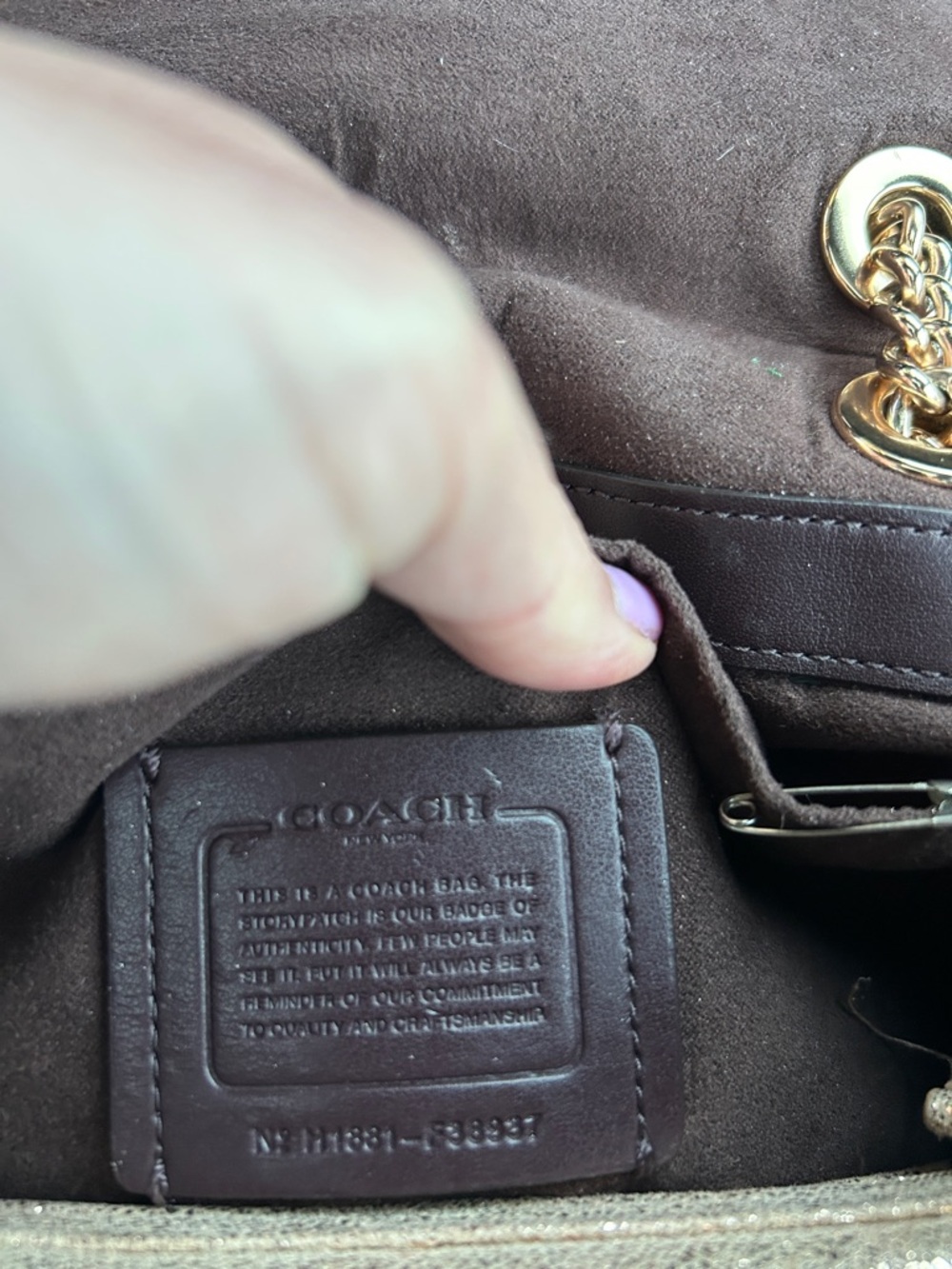 COACH Cassie Metallic Rose Gold Chain Crossbody Bag Crinkle Leather F38937 - Picture 3 of 14